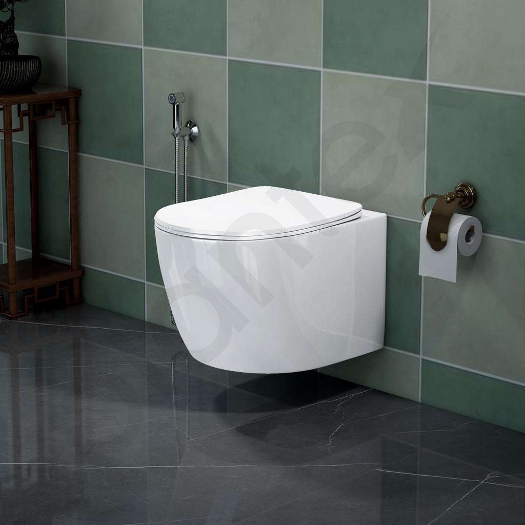 Plantex Italica Ceramic Wall Hung Commode/Imported Rimless Washdown ...