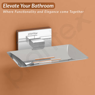 Plantex Soap Dish for Bathroom/Stainless Steel Soap Holder for Kitchen/Soap Case/Soap Stand/Bathroom Accessories - Nexa (Chrome)