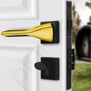 Plantex Heavy Duty Door Lock/Main Door Mortise Lock Handle/Handle Set for Home/Office - Door Accessories- (APS-PT-009- Black - Gold)