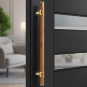 Plantex 18 Inch Main Door Handle/Stainless Steel & Wooden Door Handle/Pull-Push Handle for Door/Office & Hotel - Pack of 1 (DTMD-428, Gold & Wood)