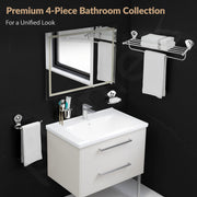 Plantex High-Grade Stainless Steel 4pcs Bathroom Accessories Set- Towel Rack/Tumbler Holder/Soap Dish Stand/Napkin Ring/Bathroom Organiser Set of 4(Chrome)