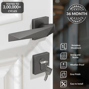 Plantex Door Lock for Home/Main Door Lock Set with 3 Years Warranty/Mortise Lock with Brass Lock Body & Cylinder with 3 Brass Key - (7129, Grey)