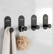 Plantex Wall Hanging Hook/Bath Towel Hook/Self Adhesive Oval Robe Hooks for Kitchen/Bathroom/Stylish Home Decor Items - Pack of 4 (Black)