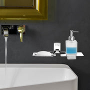 Plantex 304 Grade Stainless Steel 2in1 Soap Holder with Soap Dispenser/Soap Dish/Handwash Dispenser/Bathroom Accessories - Chrome
