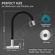 Plantex Flexible Tap for Kitchen Sink/360Â° Rotating Sink Tap for Basin/Flexible Tape with Wall Flange & Teflon Tape â€“ Wall Mount (Chrome)