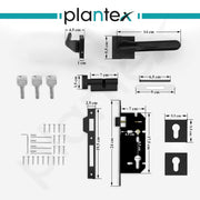 Plantex Door Lock for Home/Main Door Lock Set with 3 Years of Warranty/Mortise Lock for Door with Brass Lock Body & Cylinder (7121, Z Black & DC Black)