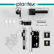 Plantex Triple Security Door Lock For Home/Main Door Lock Set With 3 Years Of Warranty/Mortise Lock For Door With Brass Lock Body & Cylinder(7107 - Black), Knob
