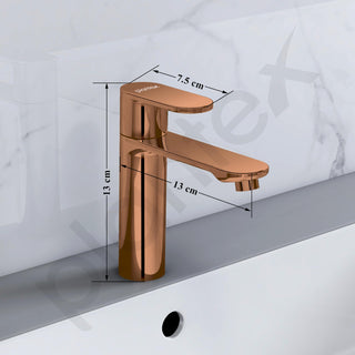 Plantex Pure Brass Single Lever Pillar tap for wash Basin/Table top wash Basin tap with Teflon Tape/Quarter Turn tap for wash Basin/Wash Basin tap-(ORN-203-Rose Gold)
