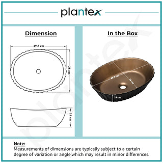 Plantex Ceramic Washbasin for Bathroom/Tabletop Wash Basin/Countertop Vessel Sink for Home/Office/Hotel (Black & Red Copper - 19.5 x 15 x 5.5 Inch)
