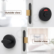 Plantex Bathroom Indicator with Lock/Stainless Steel Red and Green Indicator Keyless Door Lock/Round Toilet Partition Door Lock - Pack of 1 (Black)
