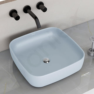 Plantex Premium Tabletop Ceramic Square Wash Basin/Countertop Bathroom Sink (Ocean, 16 x 16 x 5 Inch)