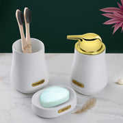 Plantex Ceramic Bathroom Set - Soap Holder for Bathroom/Liquid Soap Dispenser/Tumbler Holder/Toothbrush Holder/Handwash Dispenser - 3 Pcs Set