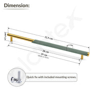 Plantex Stainless Steel & Aluminium Cabinet Handle/288mm Wardrobe Door Handle/Cupboard Pull-Push Handles for Home/Office - Pack of 2 (Green & Gold)
