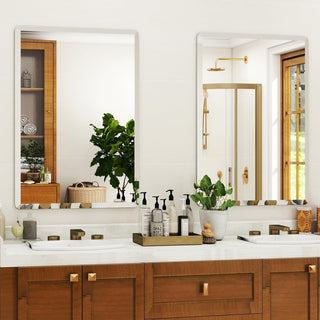 Plantex Unframed Unframed Rectangle Mirror for Wall/Mirror with Beveled Smooth Edges/Mirror for Bathroom/Dressing Room/Living Room/Bedroom/Entryway - (15x18 Inch)