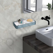 Plantex Aluminium and Acrylic Soap Holder with Tumbler Holder/Soap Dish with Toothbrush Holder for Bathroom/Soap Stand/Toothpaste Holder - (Grey and Milky White)