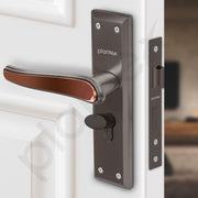 Plantex Heavy-Duty Door Lock Set - Main Door Lock Plate Handle Set/6-Lever Mechanism Mortise Locks with 3 Keys/Brass Locks Body & Cylinder (PTP-09- Satin Black & Rose Gold)