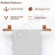 Plantex 304 Grade Stainless Steel 24 inch Single Towel Rod for Bathroom/Hand Towel Holder/Towel Hanger/Bathroom Accessories, Crystal (PVD Rose Gold)