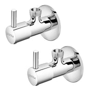 Plantex Stop Cock for Wash Basin/Pure Brass Angle Valve with Teflon Tape and Brass Wall Flange/Health Faucet- (Pack of 2-Chrome)