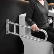Plantex Stainless Steel 24 Inch U-Shape Handle for Bathroom Support/Bedside Anti-Slip Shower Grab Bar for Bathroom/Space-Saving Safety Bar for Shower/Toilet- (2046, Chrome)