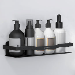 Plantex Self Adhesive Bathroom Shelf/Stainless Steel Bathroom Organiser/Wall Adhesive Shelf/No Drill Bathroom Shelves/Kitchen Organizer-Pack of 1(12x4 Inch, Black)