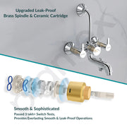 Plantex Pure Brass 3 In 1 Wall Mixer for Bathroom with L-Bend Provision for Overhead and Hand Shower/Mixer Tap for Bathroom with Water Saving Aerator and Brass Wall Flange (ORE-1421)