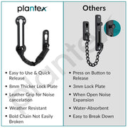 Plantex Heavy Duty Security Door Chain Lock/Anti-Theft Sliding Chain Lock for Inside Door – Pack of 3 (Z - Black, Finish)