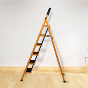 Plantex Premium GI 6-Step Ladder for Home/Foldable Steel Ladder - Wide Anti Skid Step Ladder -All Weather Resistant(Yellow)