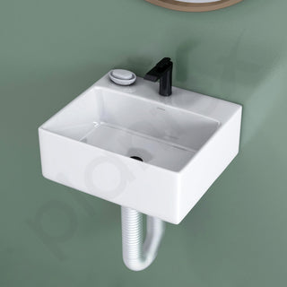 Plantex Ceramic Wash Basin for Bathroom/Wall Hung Basin/Bathroom Sink with 10 Years Glaze Warranty by Plantex/Washbasin for Restaurant/Hotel (Glossy White/Cuba - 14 x 12 x 5 Inch)