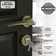 Plantex Door Lock for Home/Main Door Lock Set/Mortise Lock Set with Brass Lock Body & Cylinder & 3 Years of Warranty (7128, Brass Antique)