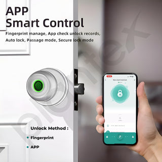 Plantex Aluminium Smart Door Lock/Cylindrical Smart Lock For Wooden Door/Digital Fingerprint Smart Door Lock With 2 Keys For Home/Office/Hotel - (Silver)