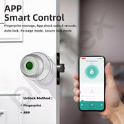 Plantex Aluminium Smart Door Lock/Cylindrical Smart Lock For Wooden Door/Digital Fingerprint Smart Door Lock With 2 Keys For Home/Office/Hotel - (Silver)