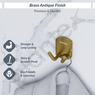 Plantex 304 Grade Stainless Steel Robe Hook/Cloth-Towel Hanger/Door Hanger-Hook/Bathroom Accessories - Pack of 1 (Parv-Brass Antique)