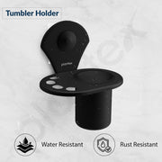 Plantex Royal Self Adhesive Stainless Steel Tooth Brush Holder/Tumbler Holder/Bathroom Accessories (Black, Powder Coated)