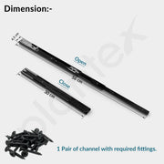 Plantex 12 Inch Soft Close Drawer Channel/Regular Close Ball Bearing Slider Drawer Channel for Home, Kitchen & Wardrobe/Telescopic Channel for Drawer - Pair of 1 (Black)