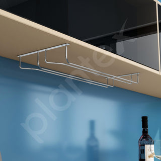 Plantex Wine Glass Rack/Wine Glass Holder for Cabinet/Bar Glass Hanging Holder For Pubs/Kitchen/Bars (Double Line - L20 X W9 Inches), Hanging Shelves