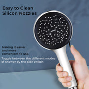 Plantex ABS Round Hand Shower Without Hose Pipe for Bathroom/High Pressure Multi Function 6 Mode Spray Handheld Shower for Bathroom/Hand Shower for Home/Hotel-(644-Chrome)