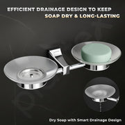 Plantex Dual Glass Soap Holder for Bathroom/Pure Brass Double Glass Soap Dish/soap Stand/Soap Bar/Soap Case/Bathroom Accessories - Pack of 1 (APS-DL-06, Chrome)