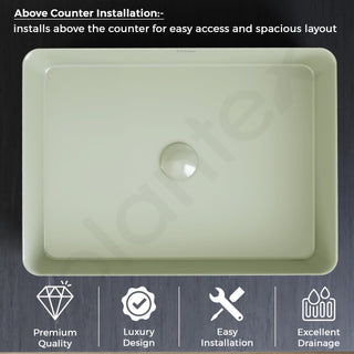 Plantex Melamine Counter Top Wash Basin/Tabletop Basin/Washbasin for Bathroom/Restaurants/Office (Mint Green, 18 x 13 x 4.5 Inch)