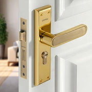 Plantex Door Lock Set - Main Door Lock Plate Handle Set/Mortise Lock with 3 Keys/Lock Body and Cylinder - Pack of 1 (OHMH-21, Brass Antique - PVD Gold)