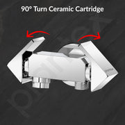Plantex Pure Brass Two Way Bib Cock Tap with Compatible for Washing Machine with Water Saving Nozzle Attachment/2 in 1 Bib Tap -(PRI-307-Chrome)