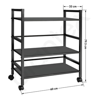 Plantex 3 Tier Premium Metal Rolling Trolley Cart Stand with Wheels/Oven Stand/Multifunctional Utility Stand with Storage Rack Shelves/Height Adjustable Shelf/Space Saving Stand for Home/Office(Black)