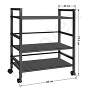 Plantex 3 Tier Premium Metal Rolling Trolley Cart Stand with Wheels/Oven Stand/Multifunctional Utility Stand with Storage Rack Shelves/Height Adjustable Shelf/Space Saving Stand for Home/Office(Black)