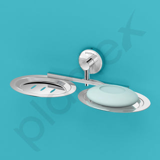 Plantex Stainless Steel Double Soap Holder for Bathroom/Soap Stand/Dual Soap Dish/Soap Storage/Bathroom Accessories - (Chrome)
