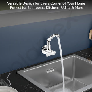 Plantex Sink Cock for Basin/Wall Mount Tap for Kitchen Sink with Wall Flange and Teflon Tape/Sink Cocke Tap/Water Tap - (3504, Chrome)