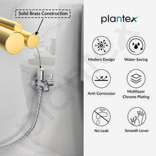 Plantex Pure Brass 2 Way Bibcock Water Tap with Brass Wall Flange & Teflon Tape/Quarter Turn Washing Machine tap with Water Saving Aerator/Basin tap-(FLO-807-Chrome)