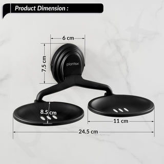Plantex 304 Grade Stainless Steel Bathroom Double Soap Holder/Wall Mounted Soap Holder/Bathroom Accessories - Cubic (Black)