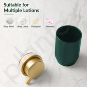Plantex Ceramic Soap Dispenser for Washbasin/Soap Dispenser for Bathroom ABS Pump Head - Green & Gold (Pack of 1)
