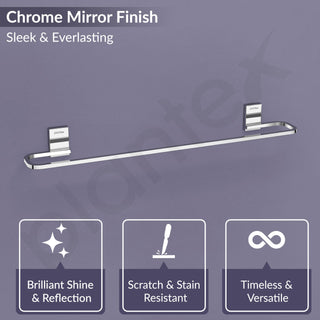 Plantex 304 Grade Stainless Steel 24 inch Towel Hanger for Bathroom/Hand Towel Holder/Single Towel Rod/Bathroom Accessories, Crystal (Chrome)