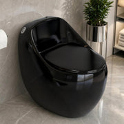 Plantex Imported Western Commode/Rimless Siphonic Vaccum Flush/One Piece Floor Mounted Commode with Soft Close Toilet Seat Cover - S Trap Outlet ( Black )