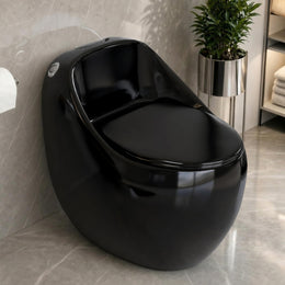 Plantex Imported Western Commode/Rimless Siphonic Vaccum Flush/One Piece Floor Mounted Commode with Soft Close Toilet Seat Cover - S Trap Outlet ( Black )